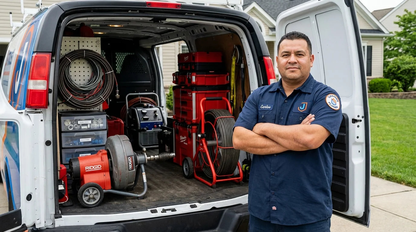 Professional drain cleaning equipment and Johns Plumbing LLC plumber in Chicago Heights